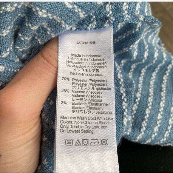 Madewell Blue Textured Mock Neck Puff Sleeve Sweater XSMALL - Picture 6 of 7